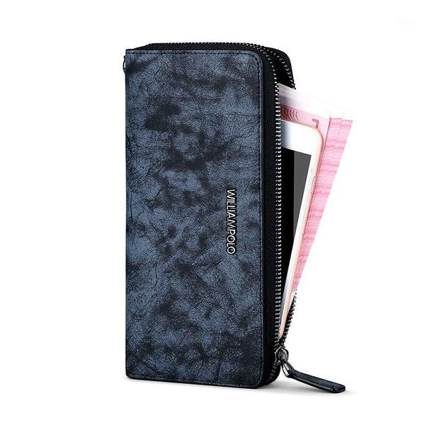 

williampolo vintage long wallet men genuine leather fashion superstar style purse big card holder clutches phone wallet1, Red;black