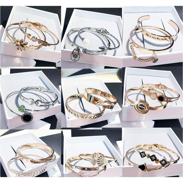 

titanium steel bangle open cuff rose gold silver black bracelets mix styles luxury trend korean wholesales high qu wmtjvl whole2019