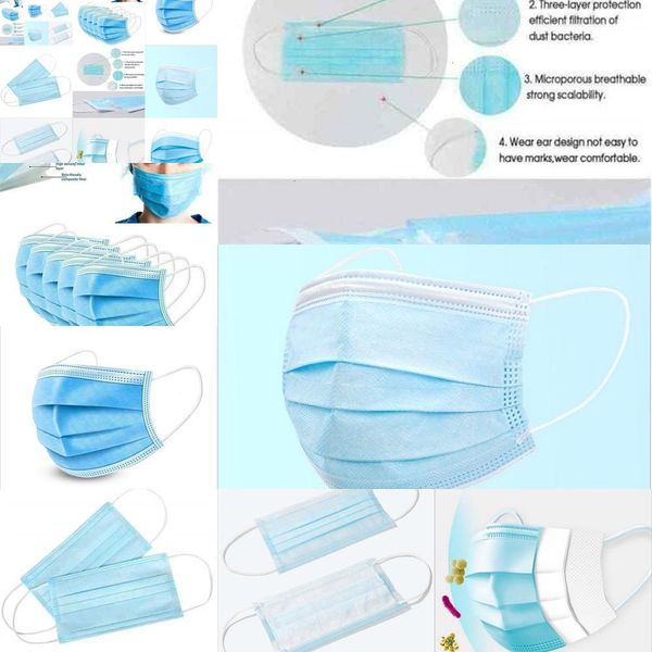 

mouth 9wnc mask face pieces layer protective meltblown masks cloth disposable 50 cover 50pcs/box 3 guard blue phrtu