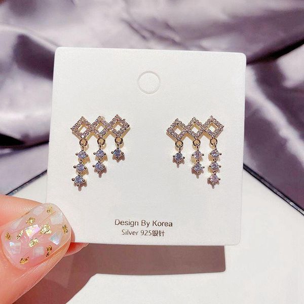 

MIGGA Geometric Design Cubic Zirconia Dangle Earrings for Women Party Gift Jewelry Gold Color, Silver