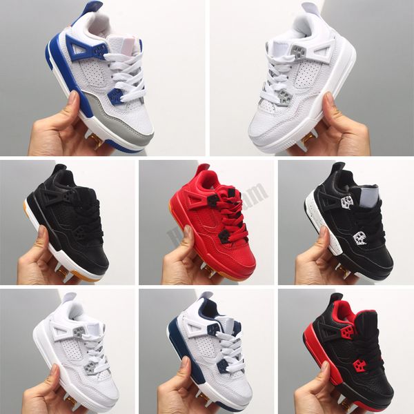 

new 4 kids basketball shoes children outdoor sports shoes gym red chicago 4s luxury athletic boy girls sneakers eur 28-35, Black
