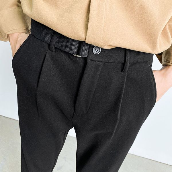 

men's dress 2021 autumn thin new cumbersome straight pants young men wear bd8o, Black