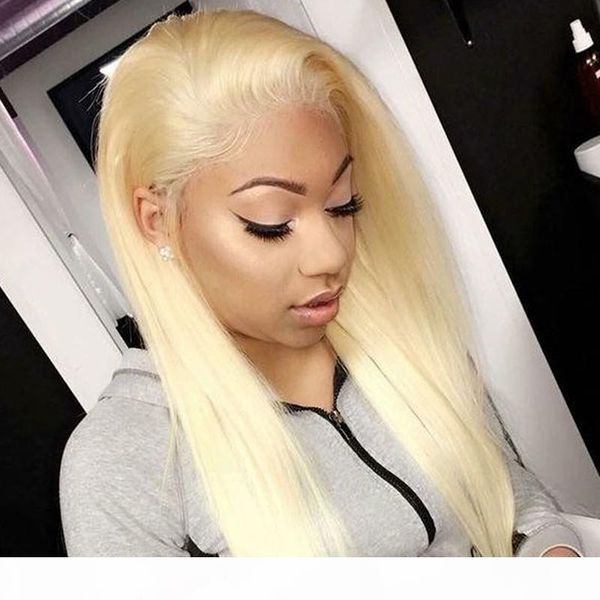 

blonde human hair wig pre plucked with baby hair glueless 613 colored straight virgin hair full lace blonde wigs for white women, Black;brown