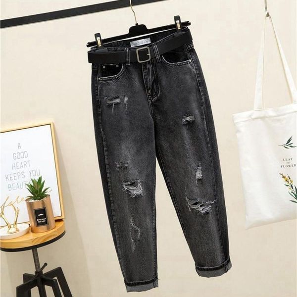 

autumn and winter 2020 new daddy jeans women's casual versatile straight pants, Blue