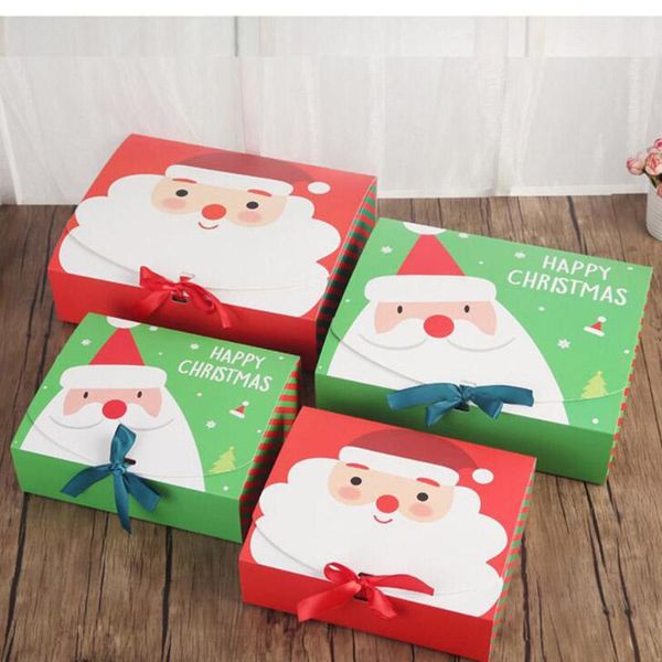 

unique christmas eve big gift box santa & fairy design papercard kraft present party favour activity box red green