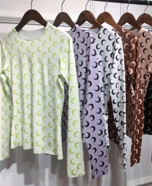 

new marine serre bottoming shirt women 1:1 6 colour sell half moon tights t shirts tees, White