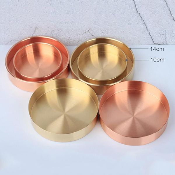 

large capacity round copper storage tray sundries storage trays jewelry organizer desk dish home decoration kitchen, Pink;blue