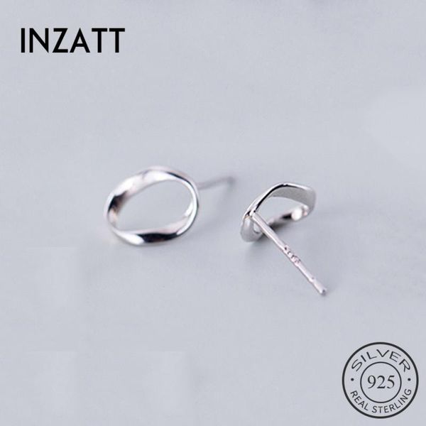 

stud inzareal 925 sterling silver twist round earrings for fashion women party rock fine jewelry minimalist 2021 accessories, Golden;silver