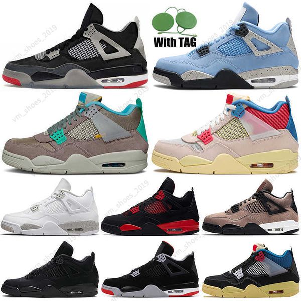

36-47 ale 4 desert moss mens basketball shoes 4s university blue bred red thunder taupe haze black cat men women sports sneakers