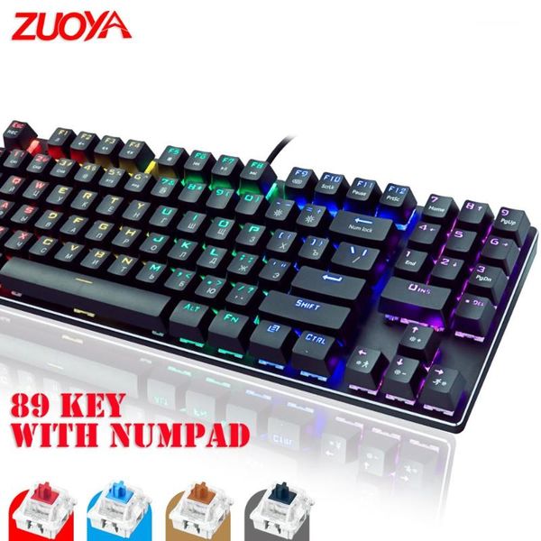 

keyboards anti-ghosting gaming mechanical keyboard ru us version usb wired backlit 89 button blue red brown switch for gamer lappc
