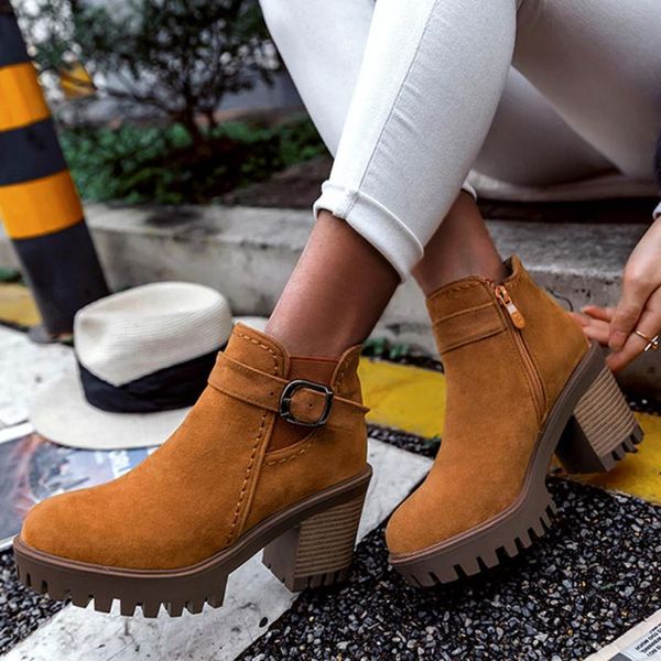 

boots doratasia 2021 big size 43 fashion platform non-slip square high heels shoes women ankle female, Black