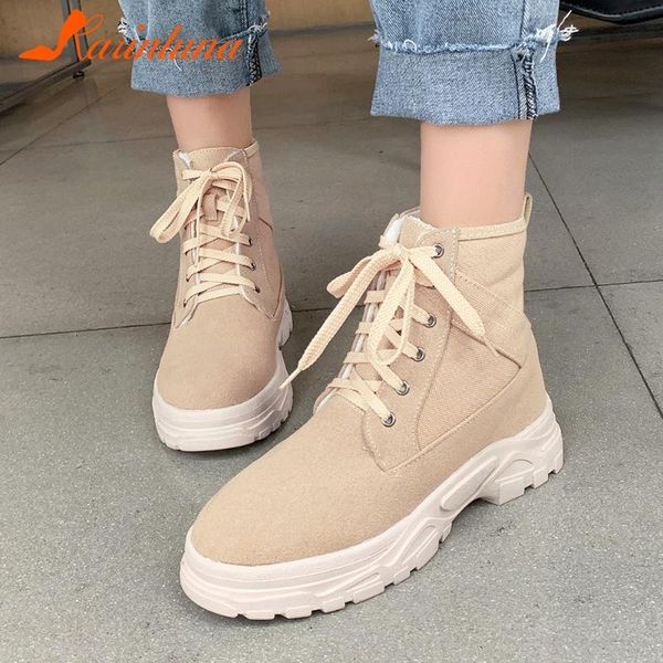 

boots karin 2021 fashion plus size 46 platform casual shoes woman lace-up chunky heels lady footwear, Black