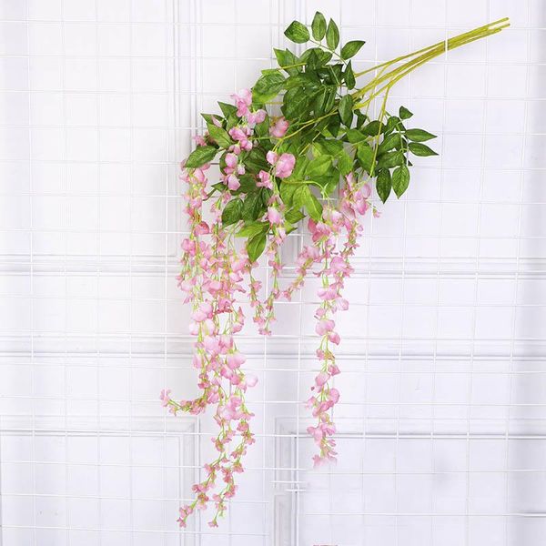 

110см длинные симуляторы растения зеленый лист поддельных виноградных виноградной лозы искусственный цветок струна листва листья дома свадеб