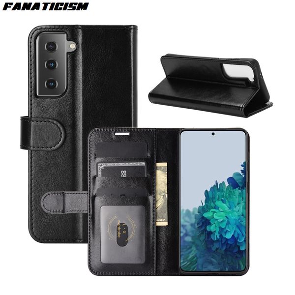 

luxury flip stand wallet leather case for samsung galaxy s21 s30 case crazy horse skin pattern business phone cover