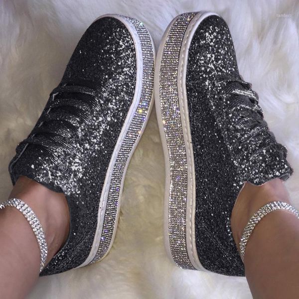 

fashion sequined casual shoes womens outdoor flats round toe non-slip sport casual shoes single female street boots1, Black