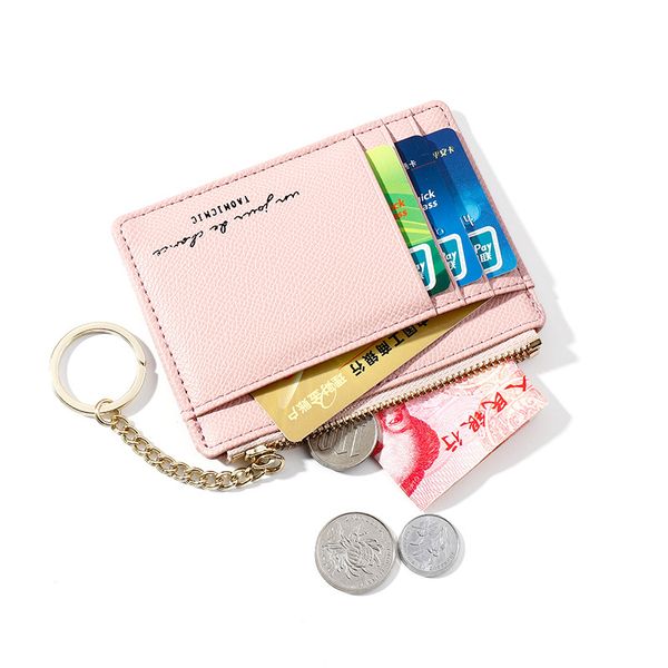 

new zipper women's coin purse korean version of mini keychain small purse multi-card slot card holder pouch wallet, Red;black