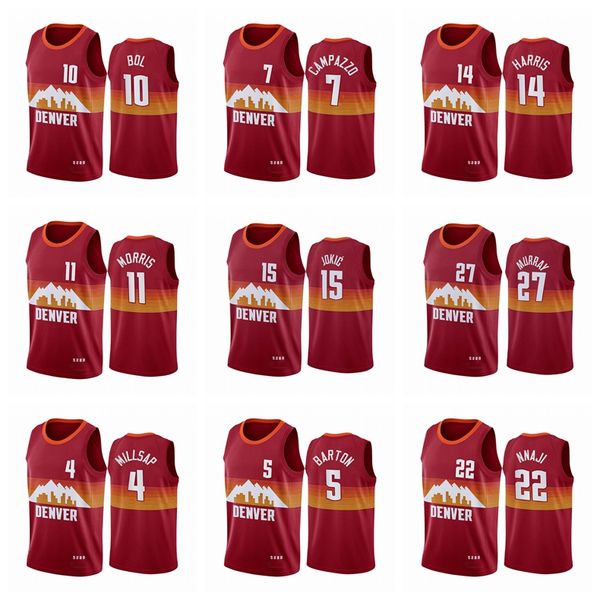 

denver nuggets men facundo campazzo zeke nnaji 2020-21 bol bol orange city nba custom basketball jersey, Black