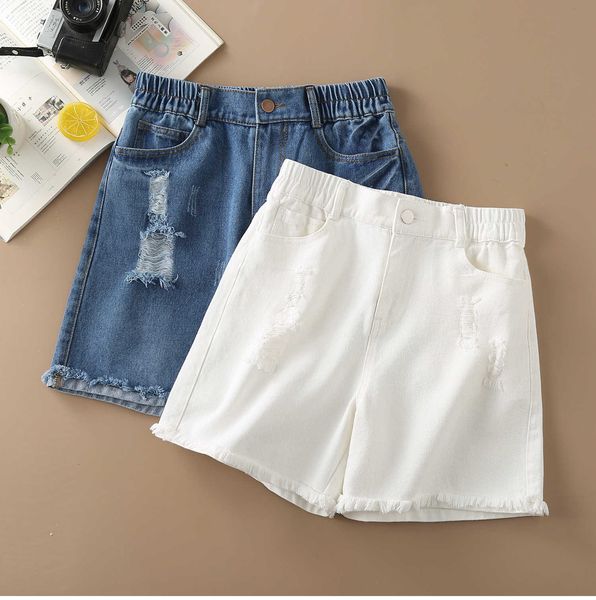 

b18-shorts 2020 new hem denim shorts women's fashion college style, Blue