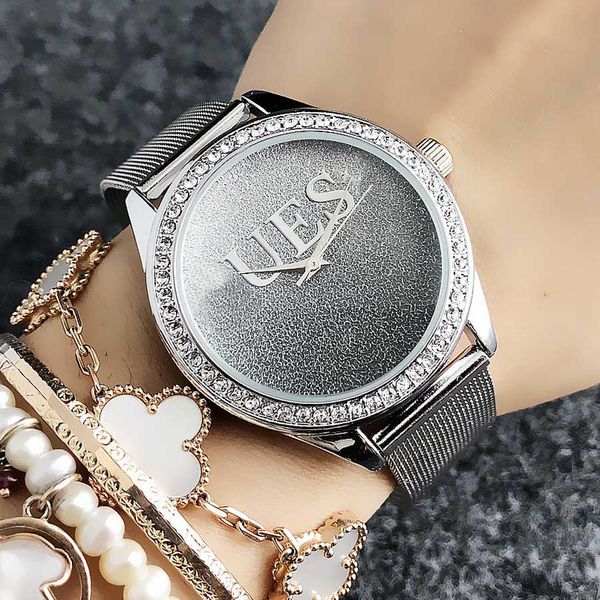

brand quartz wrist watch for women girl with crystal style dial metal steel band watches gs18, Slivery;brown