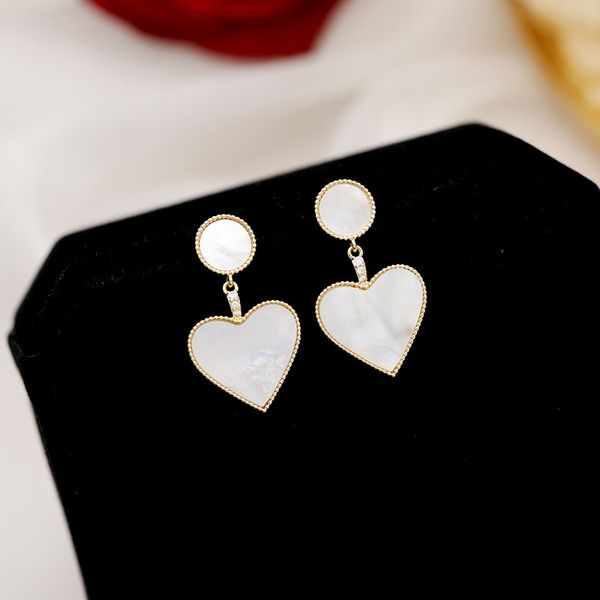 

mother-of-pearl earrings love simple shell earrings s925 silver needle fashion earrings