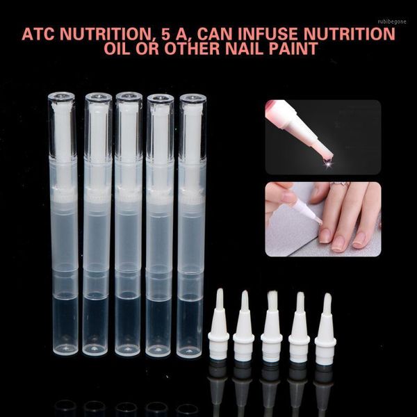 

storage bottles & jars 5pcs/set nail oil empty pen botttle with brush for nutrition portable art tool1