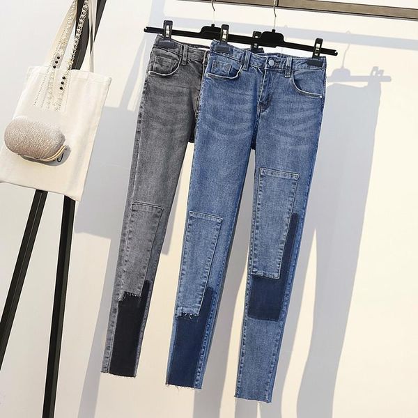 

spring autumn high waist female plus size stretch denim pant ripped jeans for women pencil mom jeans flare skinny woman1, Blue