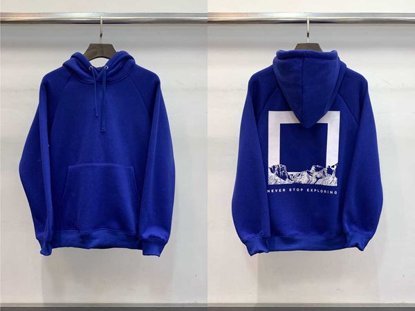 

20ss snow mountain raglan sleeve plus fleece hoodie anniversary limited edition snow mountain print back, Black