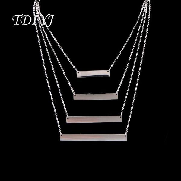 

tdiyj fashion necklace diy silver color stainless steel engraved bar necklaces name necklace 1pcs