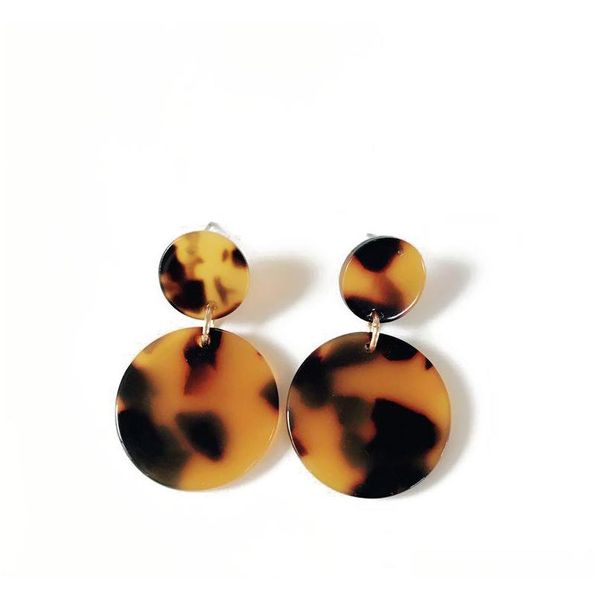 

shipping new design tortoise leopard print resin round geometric sweet pretty earring, selling fashion earring jzkca, Slivery;golden