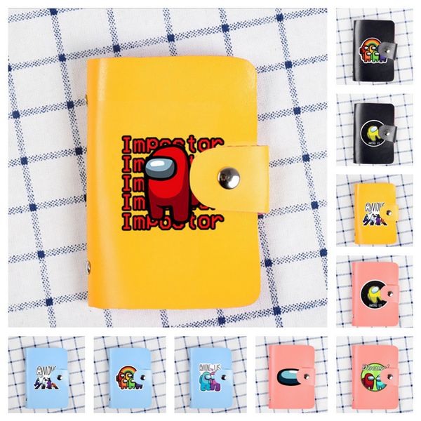 

game among us credit card holder wallet purses with slot holder wallets kids cartoon anime pu leather id cardcase g12308, White