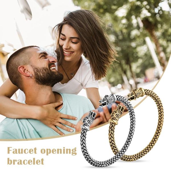 

men's double headed dragon adjustable bracelet nordic viking twist bracelet nyz shop, Black