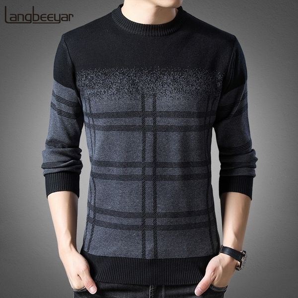 Nova Moda Marca Camisola Mens Pullovers Grossas Slim Fit Jumpers Knitwear Woolen Winter Estilo Coreano Casuais Homens 201105