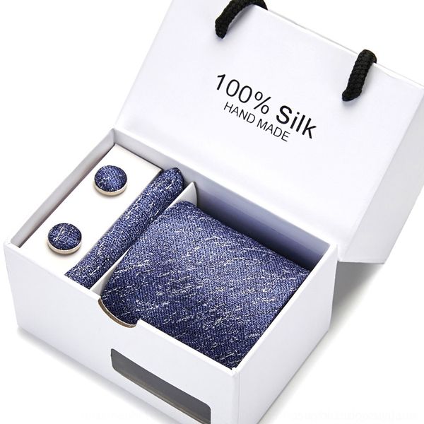 

1vji 2020tailor smith navy necktiepure silk box hanky cufflink gift set business formal fashion wedding suit mens tie neckwear, Black;blue