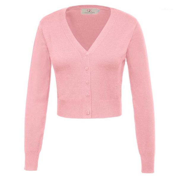 

women coat spring fall clothes nine point sleeve v-neck cropped jacket solid color elegant slim knitwear knitting coat cardigan1, Black;brown