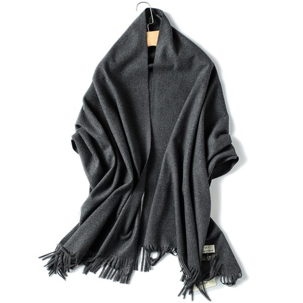

cashmere scarves for women brand designer solid color shawls and wraps lady casual simple scarfs thick warm pashmina femme y201007, Blue;gray