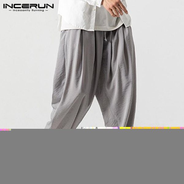 

2020 summer men loose harem pants men solid color pants vintage drawstring joggers fashion retro hombre pantalon streetwear 5xl1, Black