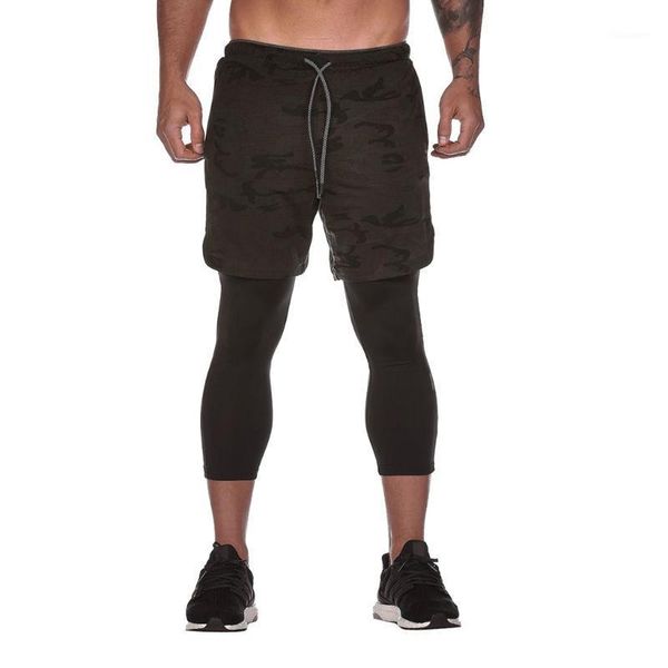 

running shorts 2 in 1 men's sports male double-deck quick drying men jogging gym men1, Black;blue