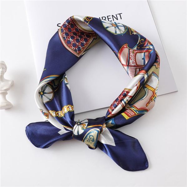 

2020 design silk neck scarf square hairband women neckerchief brand print small satin scarves neckerchief femme bandana jllglw, Blue;gray