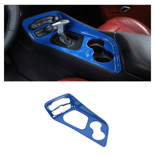 

blue abs gear shift panel trim dcoration cover for dodge challenger 2015 up auto interior accessories,