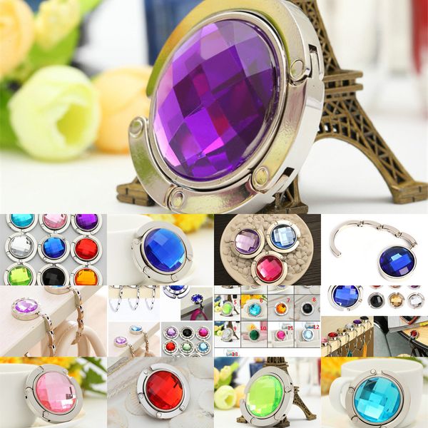 

foldable bag crystal glossy handbag acrylicl diy purse hanger desk sticker folding hook holder 13 colors 2 nsf86