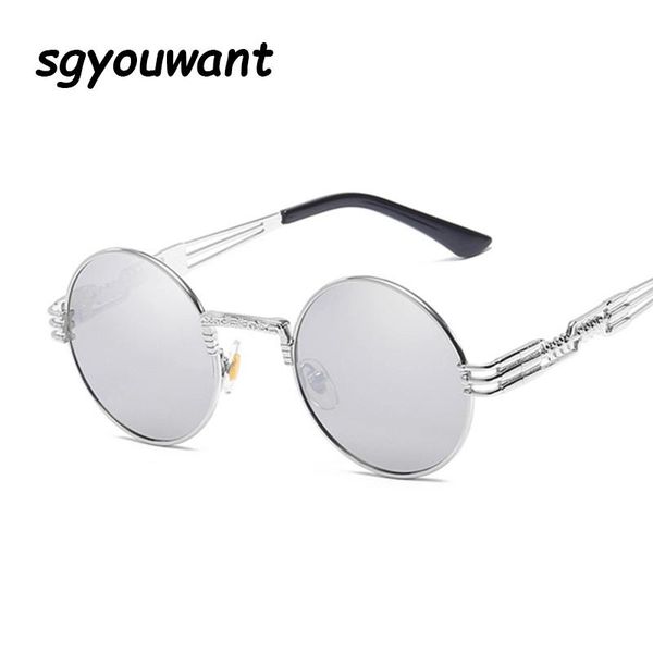 

sunglasses metal round steampunk men women fashion glasses brand designer retro frame vintage uv400, White;black