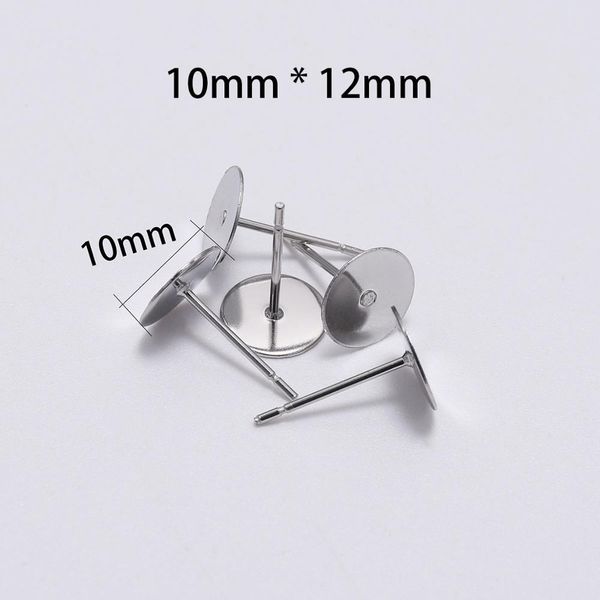 

100pcs / серия 3 4 5 6-10 12 мм из нержавеющей стали пустой серьги стержня основание пригодного кабошон камея настройка diy изготовление юве