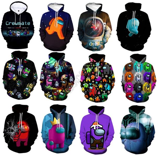 

among us letters hoodies 3d hooded pullover hip hop fashion sweatshirts men women blouse sweater adults clothes sale d112602, Black