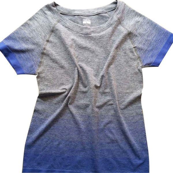 

gradient yoga short sleeved blouse seamless speed dry short sleeved yoga exercise blouse exercise gym shirt, White