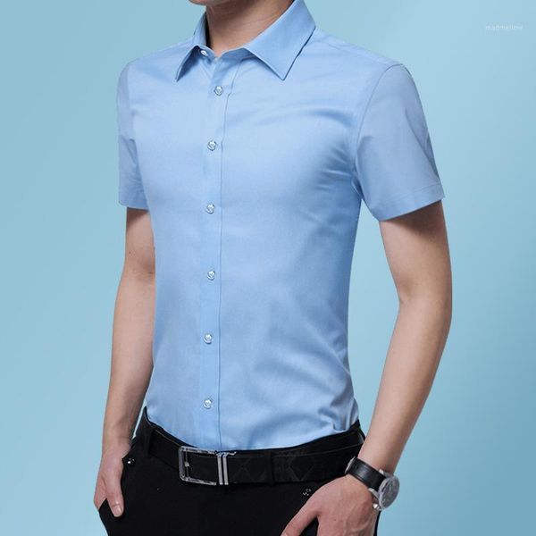 

men's casual shirts 2021 fashion men social business short sleeve mens shirt soft comfortable brand clothing plus size 5xl1, White;black