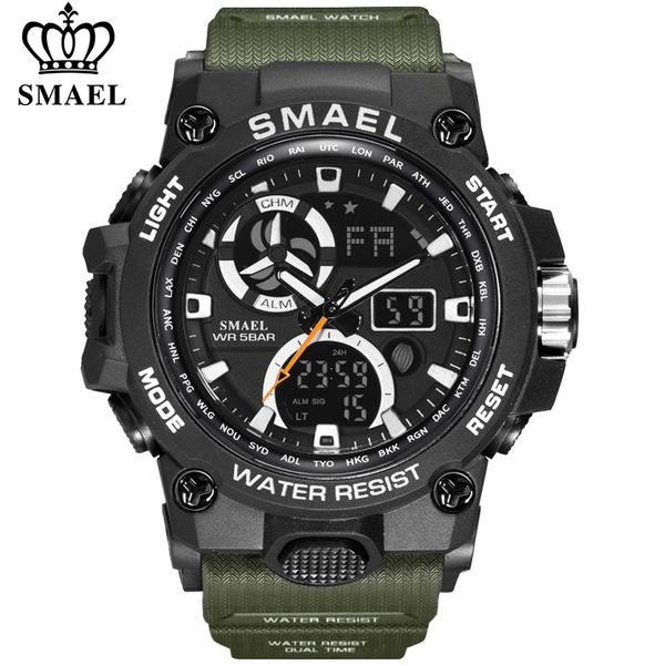 

smael sport watches for men waterproof led digital military watch mens wristwatch clock man 1545c montre homme relogio masculino 201119, Slivery;brown