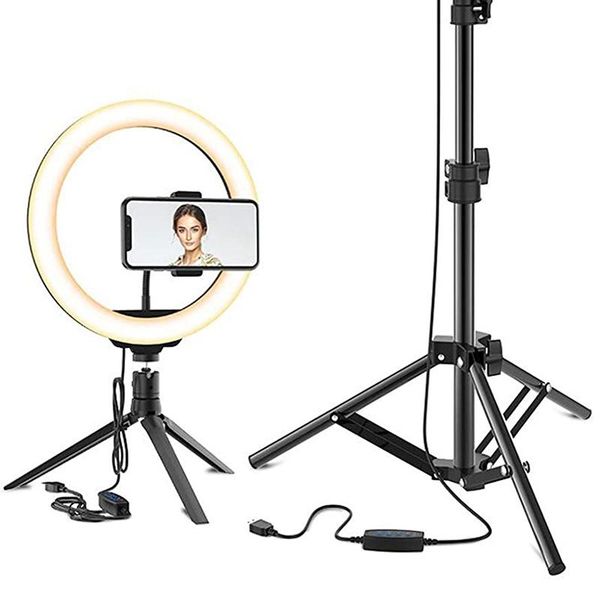 

flash heads selfie ring lamp led light with tripod for phone video pography lighting youtube holder