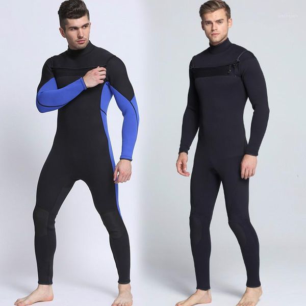 

swim wear men's front zipper 3mm neoprene one piece swimwear diving suit waterproof keep warm professional surfing wetsuits suit1