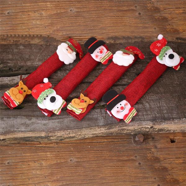 

4pcs/set christmas refrigerator door santa snowman kitchen appliance covers fridge microwave oven dishwasher handle protector owf2134
