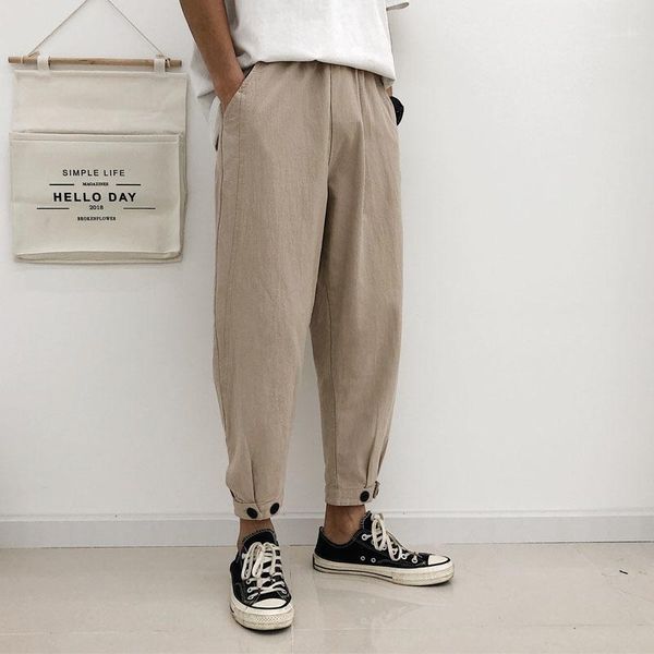 

2020 summer men's cotton printing casual pants leisure male trousers active elastic harem hip hop black joggers sweatpants1